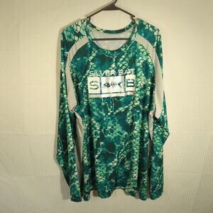 Silver Bait Fishing Shirt 4X Men Green Camo Long Sleeve Performance UPF Top